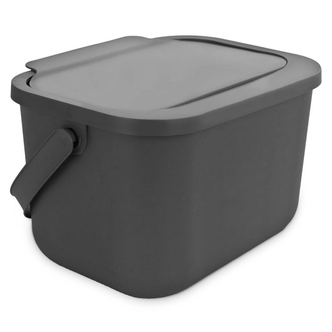 Coș pentru deșeuri organice de 6 l, gri, Bini Practic + 5 filtre cu cărbune Practic