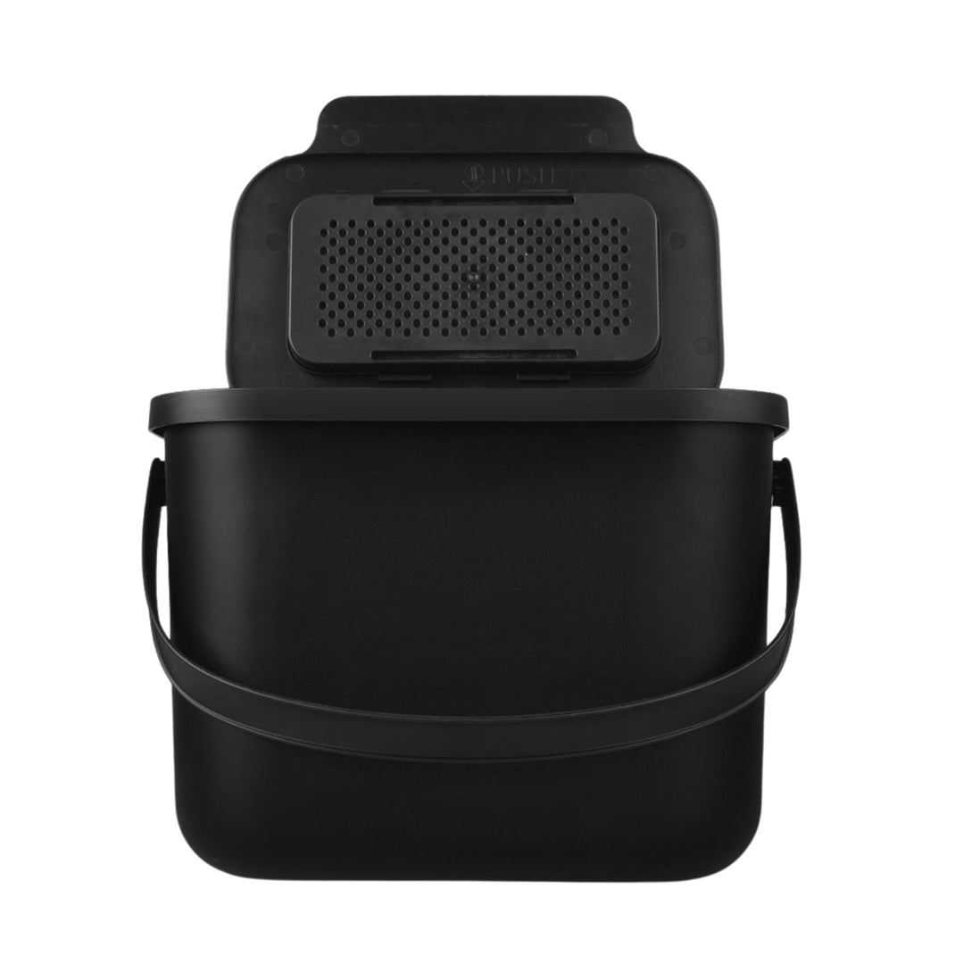Coș pentru deșeuri organice de 6 l, negru, Bini Practic + 5 filtre cu cărbune Practic