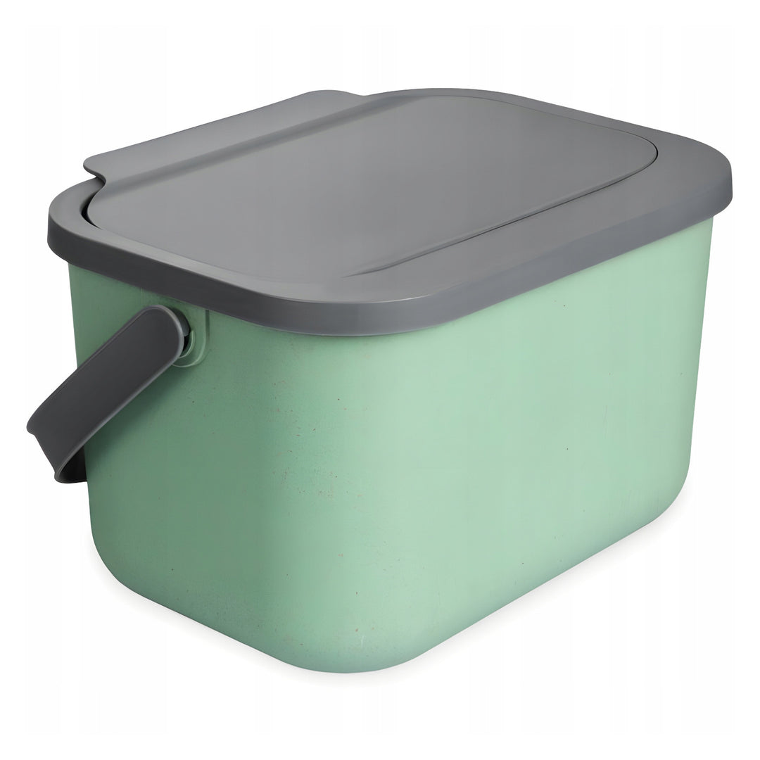 Coș pentru deșeuri organice de 6 l, verde-gri, Bini Practic + 5 filtre cu cărbune Practic