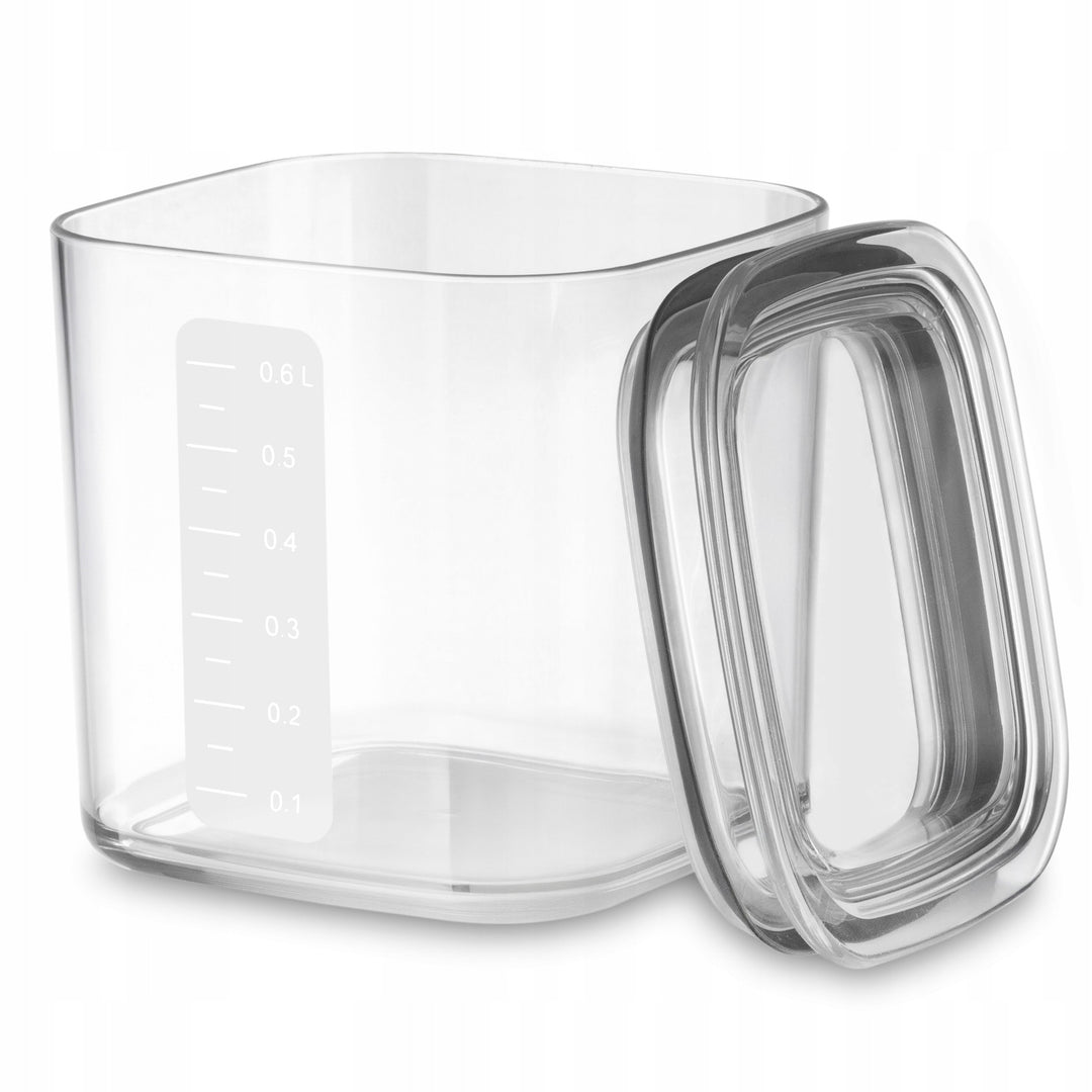 Recipiente de bucătărie Practic, pentru produse vrac, capacitate 0,6 l, 0,9 l, 1,5 l, cu capace prevăzute cu garnitură,
