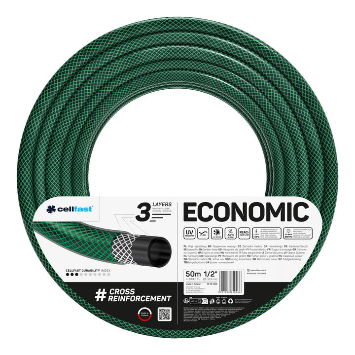 Cărucior pentru furtun Cellfast Aluplus 1/2" 60 m + furtun de grădină Cellfast Economic 1/2" 50 m