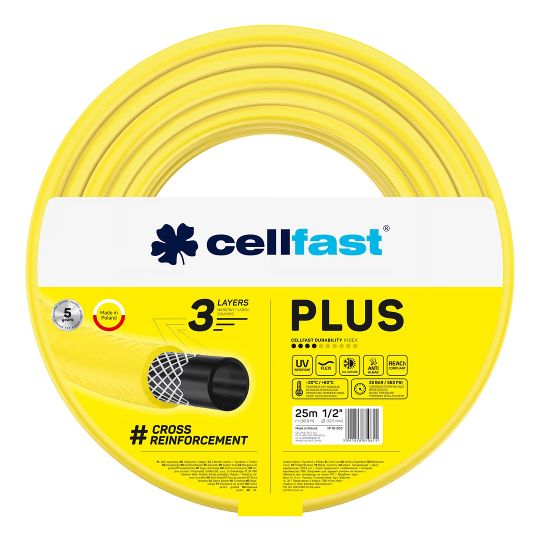 Cărucior pentru furtun Cellfast Aluplus 1/2" 60 m + furtun de grădină Cellfast Plus 1/2" 25 m