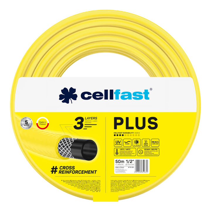 Cărucior pentru furtun Cellfast Aluplus 1/2" 60 m + furtun de grădină Cellfast Plus 1/2" 50 m