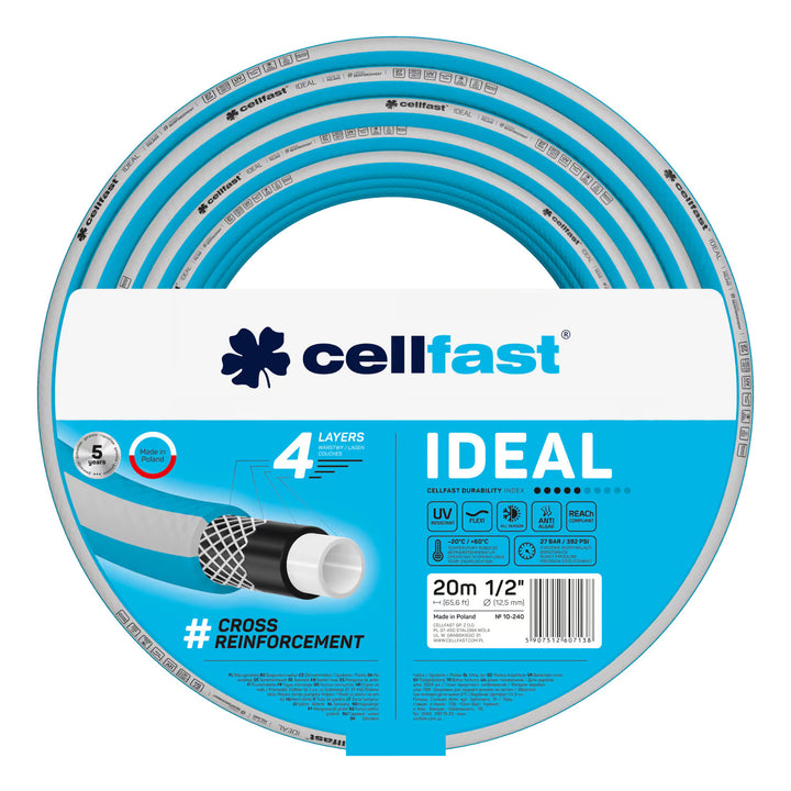 Cărucior pentru furtun Cellfast Aluplus 1/2" 60 m + Furtun de grădină Cellfast IDEAL 1/2" 20 m + Set cu aspersor drept Cellfast Basic 1/2"