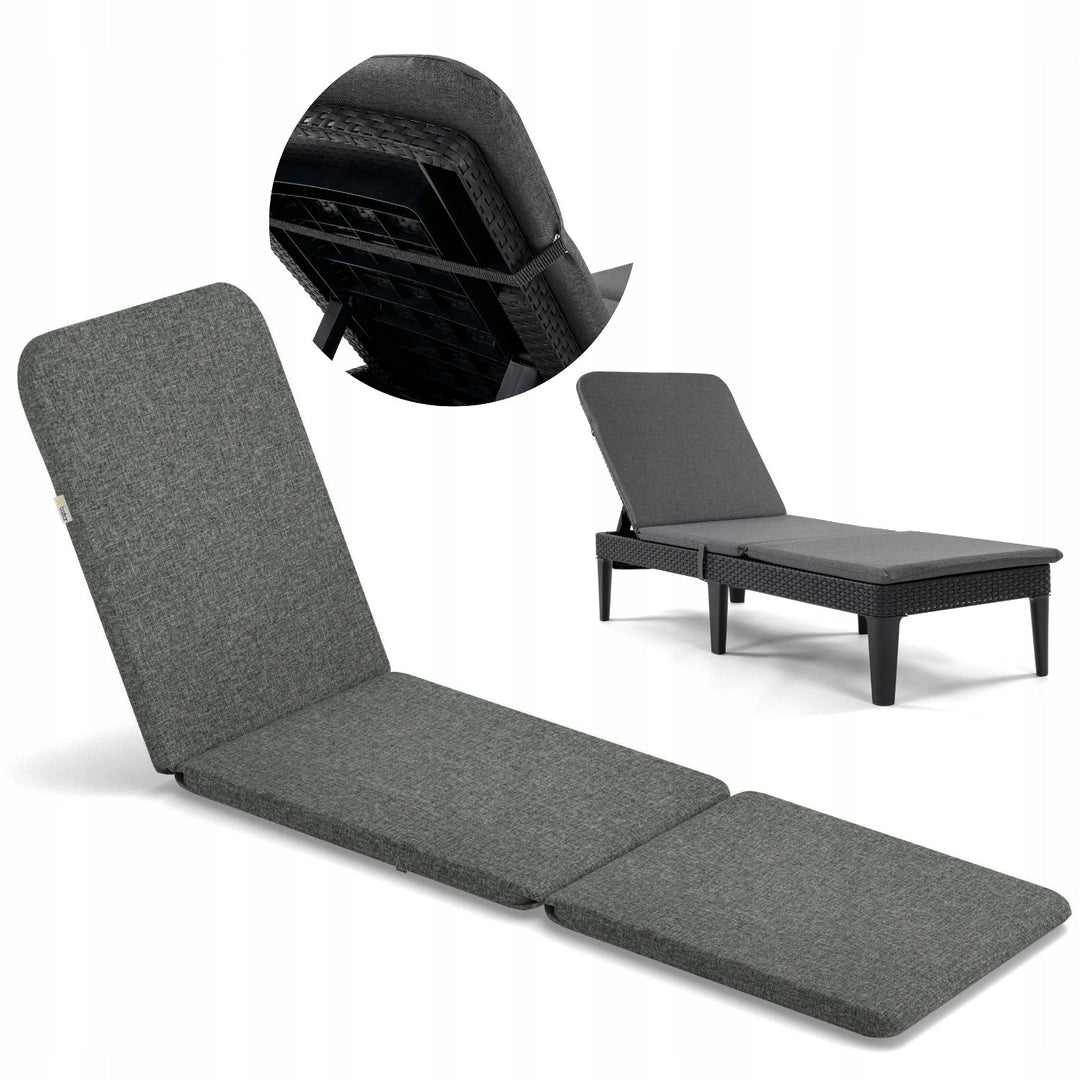 Pernă pentru șezlong Jaipur, culoare gri închis, țesătură S-550, dimensiuni 190x60 cm, două sisteme de fixare, impermeabilă, se poate spăla în întregime, Jaipur Melange S-02A
