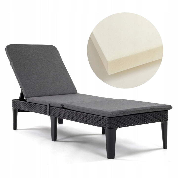Pernă pentru șezlong Jaipur, culoare gri închis, țesătură S-550, dimensiuni 190x60 cm, două sisteme de fixare, impermeabilă, se poate spăla în întregime, Jaipur Melange S-02A