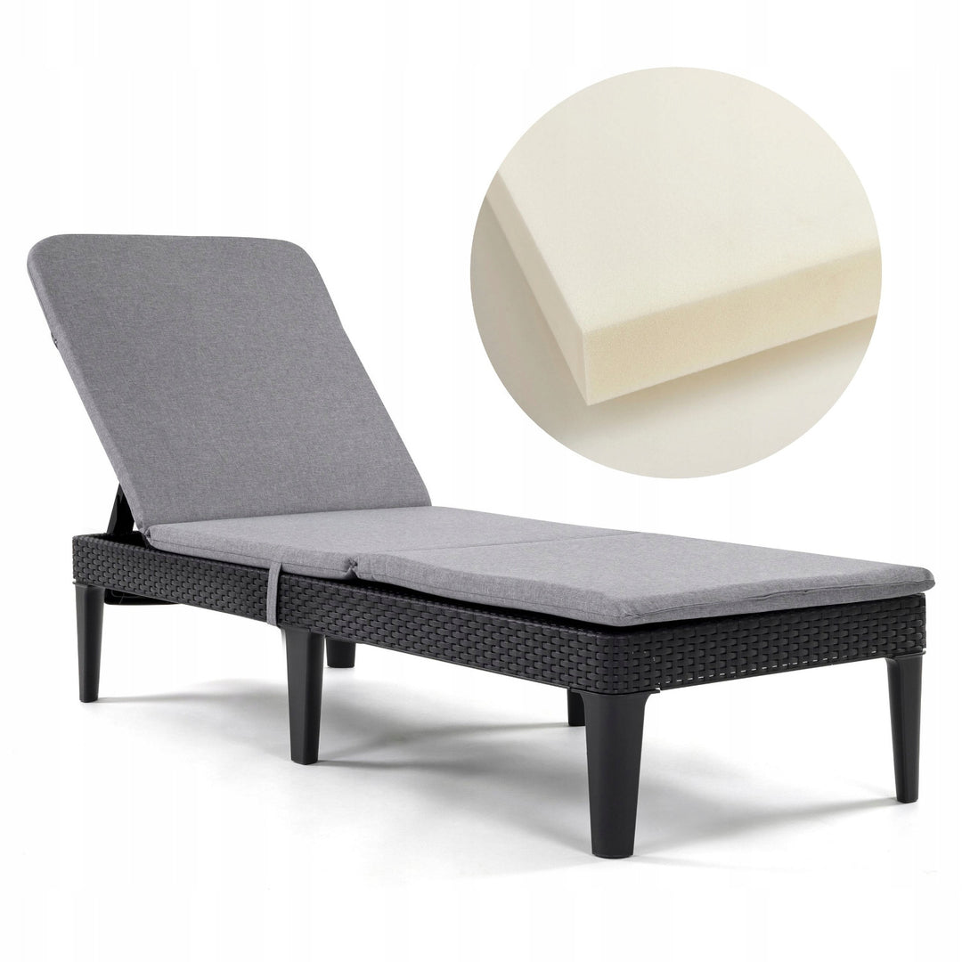 Pernă pentru șezlong Jaipur, culoare gri, țesătură S-550, dimensiuni 190x60 cm, două sisteme de fixare, impermeabilă, se poate spăla în întregime, Jaipur Melange S-03