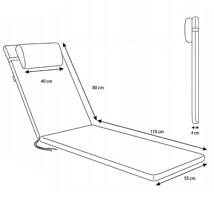 Pernă pentru șezlong Madera, culoare gri închis, țesătură S-500, dimensiuni 190x55 cm, fixare cu curea elastică, impermeabilă, Madera S-49