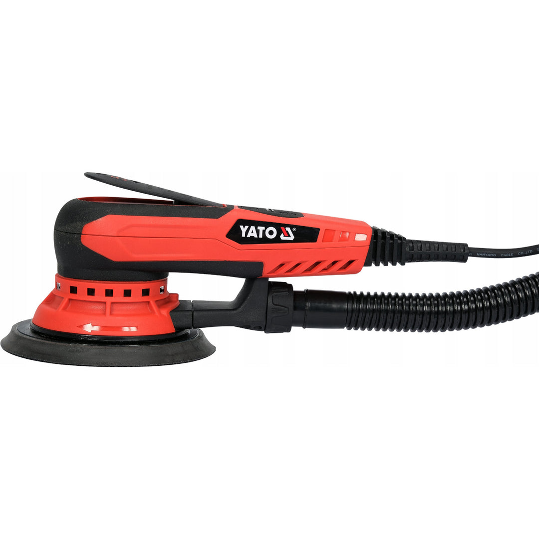 Polizor excentric Yato, 150 mm, putere 350 W, turație 4000-10000 rot./min., lungime cablu 3 m, posibilitate de conectare la aspirator, YT-82206