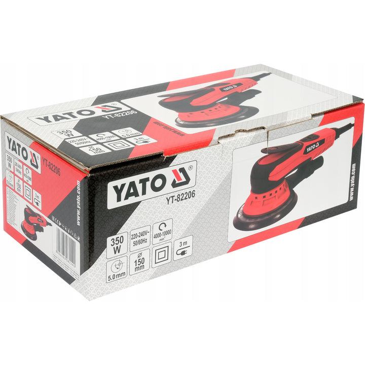 Polizor excentric Yato, 150 mm, putere 350 W, turație 4000-10000 rot./min., lungime cablu 3 m, posibilitate de conectare la aspirator, YT-82206