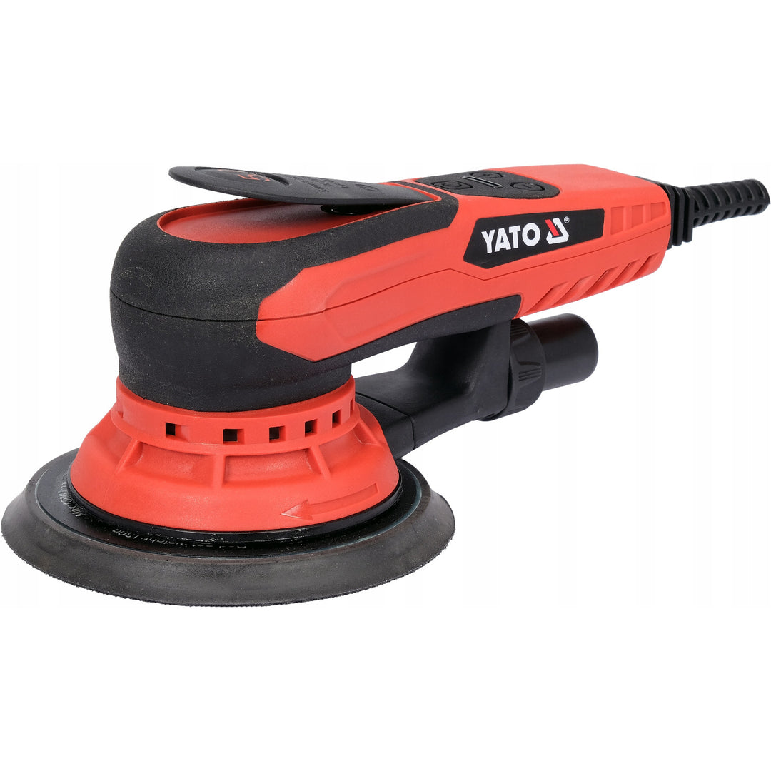 Polizor excentric Yato, 150 mm, putere 350 W, turație 4000-10000 rot./min., lungime cablu 3 m, posibilitate de conectare la aspirator, YT-82206