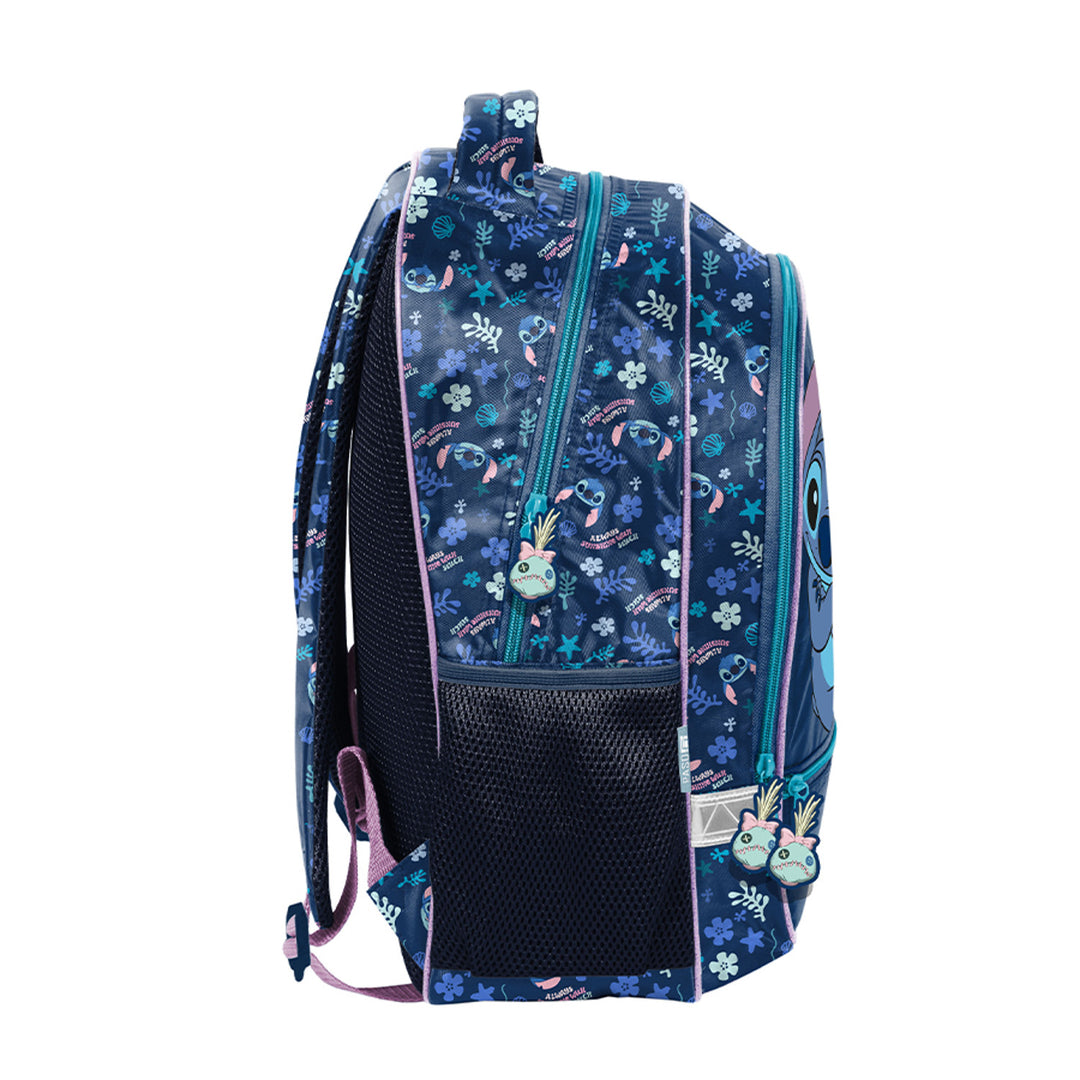 Set școlar Stitch Paso, rucsac cu două compartimente, elemente reflectorizante și spate rigidizat, penar fără conținut, dar cu buzunare pentru rechizite, sac pentru pantofi care poate fi purtat pe spate, DS26XX