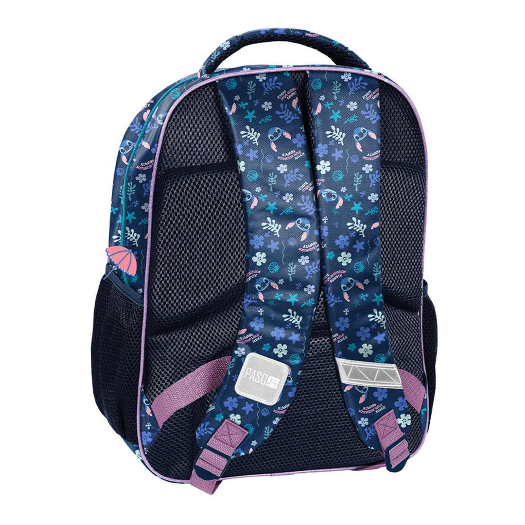 Set școlar Stitch Paso, rucsac cu două compartimente, elemente reflectorizante și spate rigidizat, penar fără conținut, dar cu buzunare pentru rechizite, sac pentru pantofi care poate fi purtat pe spate, DS26XX