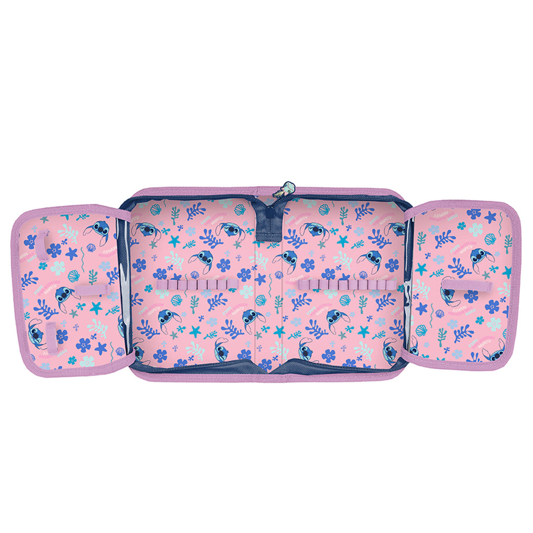 Set școlar Stitch Paso, rucsac cu două compartimente, elemente reflectorizante și spate rigidizat, penar fără conținut, dar cu buzunare pentru rechizite, sac pentru pantofi care poate fi purtat pe spate, DS26XX