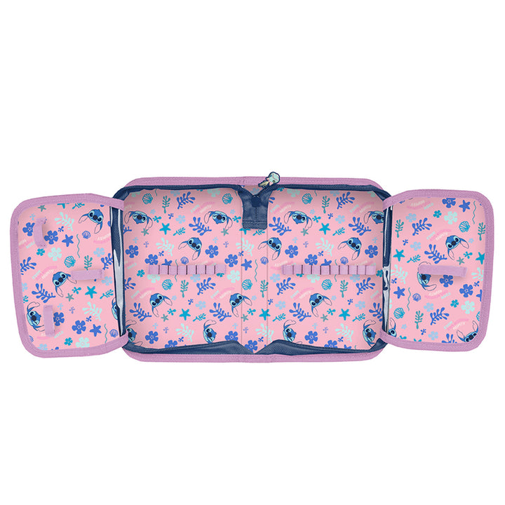 Set școlar Stitch Paso, rucsac cu două compartimente, elemente reflectorizante și spate rigidizat, penar fără conținut, dar cu buzunare pentru rechizite, sac pentru pantofi care poate fi purtat pe spate, DS26XX