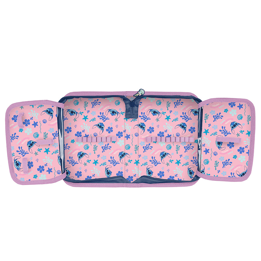 Set școlar Stitch Paso, rucsac cu două compartimente, elemente reflectorizante și spate rigidizat, penar fără conținut, dar cu buzunare pentru rechizite, sac pentru pantofi care poate fi purtat pe spate, DS26XX