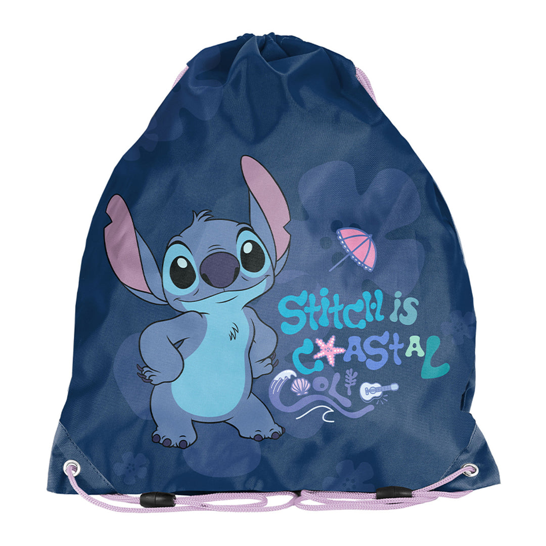 Set școlar Stitch Paso, rucsac cu două compartimente, elemente reflectorizante și spate rigidizat, penar fără conținut, dar cu buzunare pentru rechizite, sac pentru pantofi care poate fi purtat pe spate, DS26XX