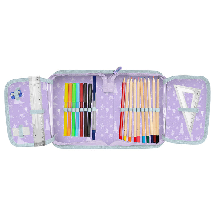 Set școlar Frozen Paso, rucsac cu două compartimente, bretele reglabile și spate rigidizat, penar cu accesorii și suporturi pentru instrumente, sac pentru pantofi care poate fi purtat pe spate, DF26AA