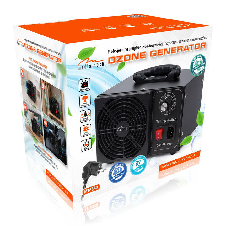 Ozonizator profesional pentru dezinfectarea și purificarea aerului, Mediatech, Debit de ozon: 60000 mg/h, TIMER, Putere: 140 W, carcasă metalică