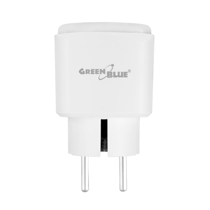 Priză WiFi GreenBlue cu comandă de la distanță, compatibilă cu Android/iOS/Alexa/Google Home, temporizator, contor de putere, max. 16 A/3840 W, GB735 W, 2 bucăți