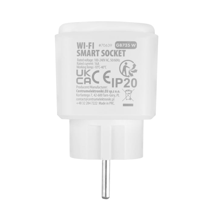 Priză WiFi GreenBlue cu comandă de la distanță, compatibilă cu Android/iOS/Alexa/Google Home, temporizator, contor de putere, max. 16 A/3840 W, GB735 W, 2 bucăți