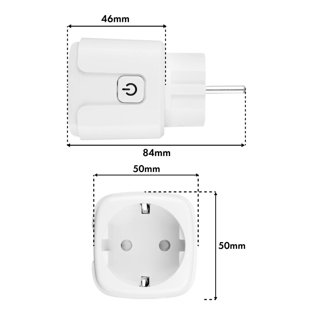 Priză WiFi GreenBlue cu comandă de la distanță, compatibilă cu Android/iOS/Alexa/Google Home, temporizator, contor de putere, max. 16 A/3840 W, GB735 W, 2 bucăți