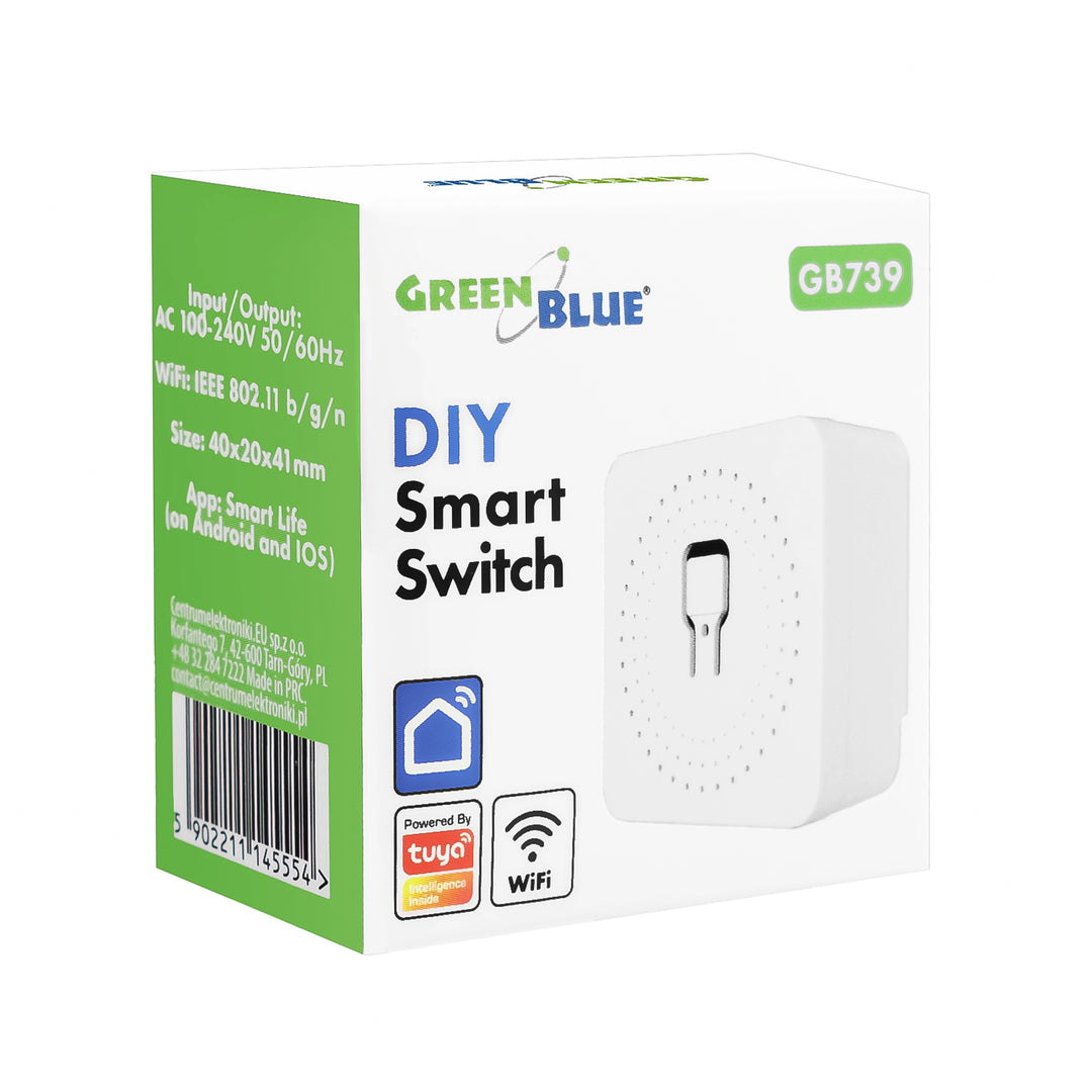 Relé WiFi încastrat GreenBlue, compatibil cu Android/iOS/Alexa/Google Home, 100-240 V c.a., 50/60 Hz, max. 16 A, pentru LED-uri de 150 W, GB739, 4 bucăți