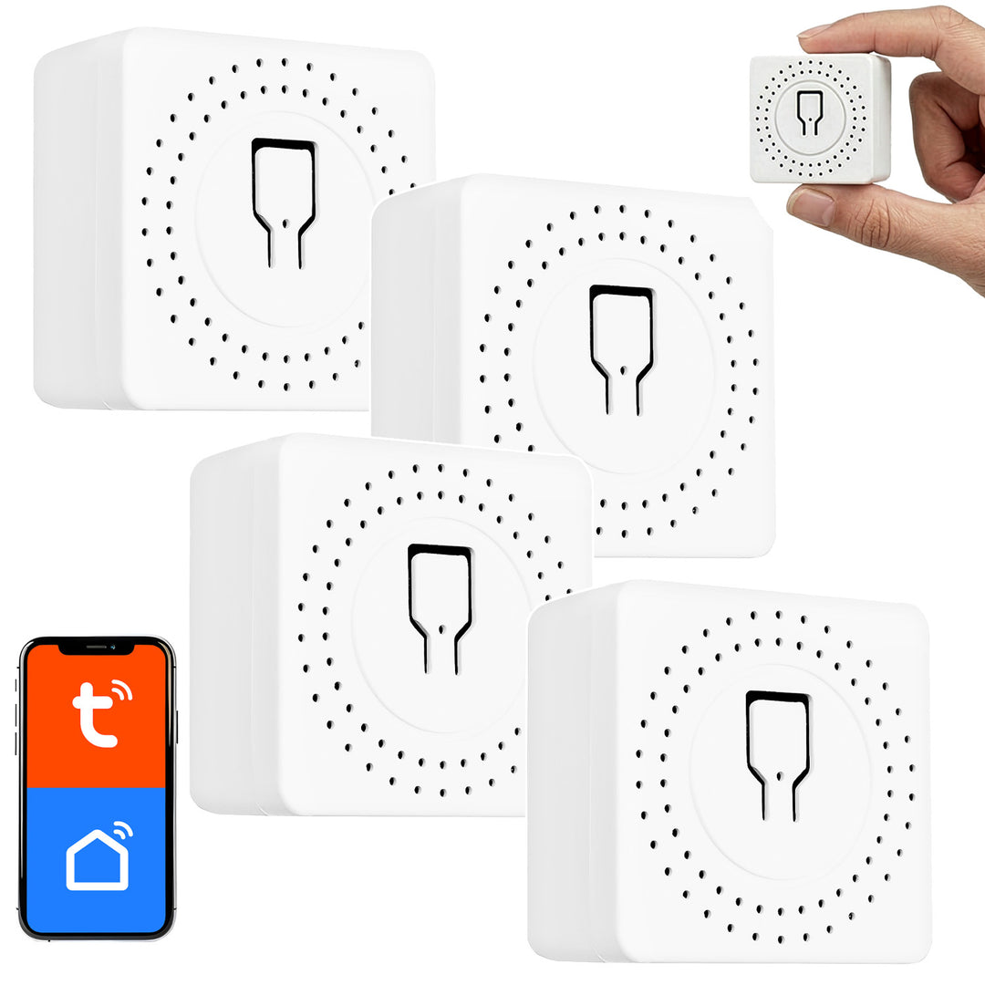 Relé WiFi încastrat GreenBlue, compatibil cu Android/iOS/Alexa/Google Home, 100-240 V c.a., 50/60 Hz, max. 16 A, pentru LED-uri de 150 W, GB739, 4 bucăți