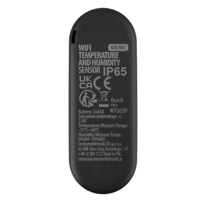 Senzor extern de temperatură și umiditate WiFi GreenBlue, Android/iOS, 3,0 V c.c., LR03x2, IP65, GB741, 2 bucăți
