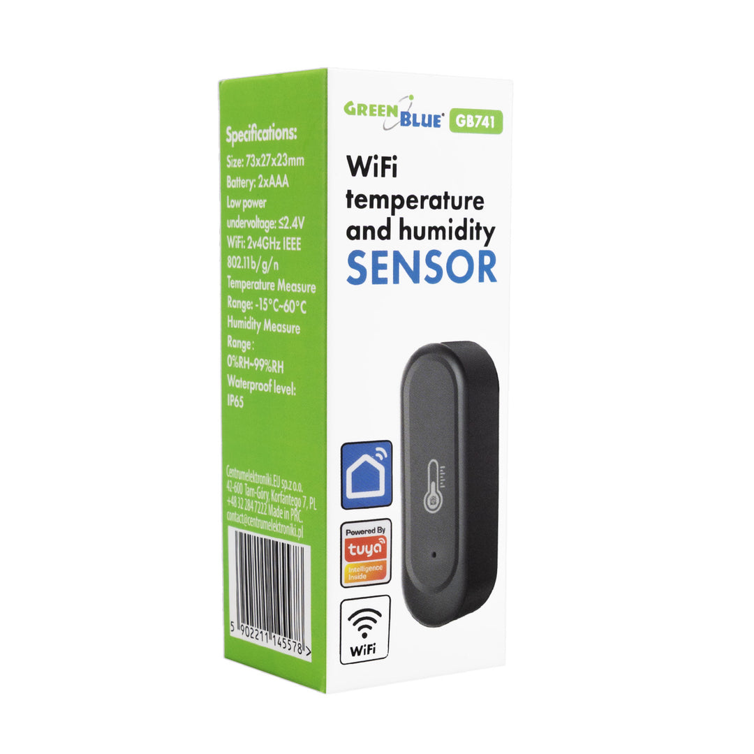 Senzor extern de temperatură și umiditate WiFi GreenBlue, Android/iOS, 3,0 V c.c., LR03x2, IP65, GB741, 2 bucăți