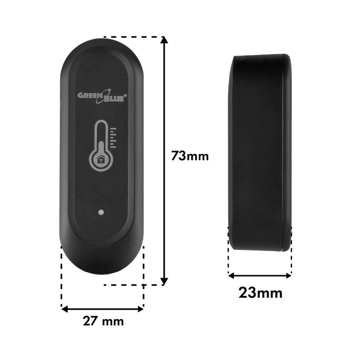 Senzor extern de temperatură și umiditate WiFi GreenBlue, Android/iOS, 3,0 V c.c., LR03x2, IP65, GB741, 2 bucăți