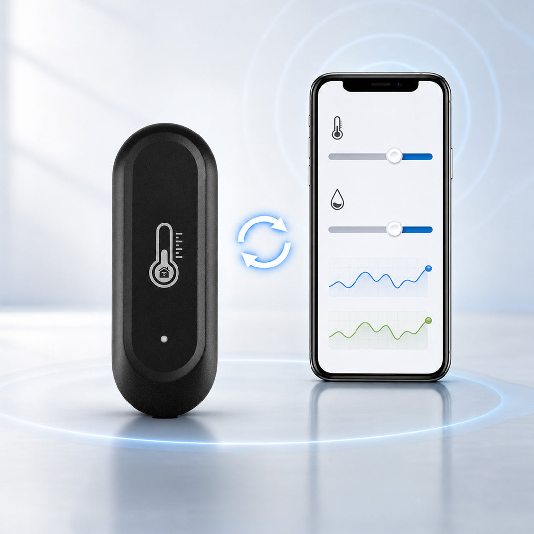 Senzor extern de temperatură și umiditate WiFi GreenBlue, Android/iOS, 3,0 V c.c., LR03x2, IP65, GB741, 2 bucăți