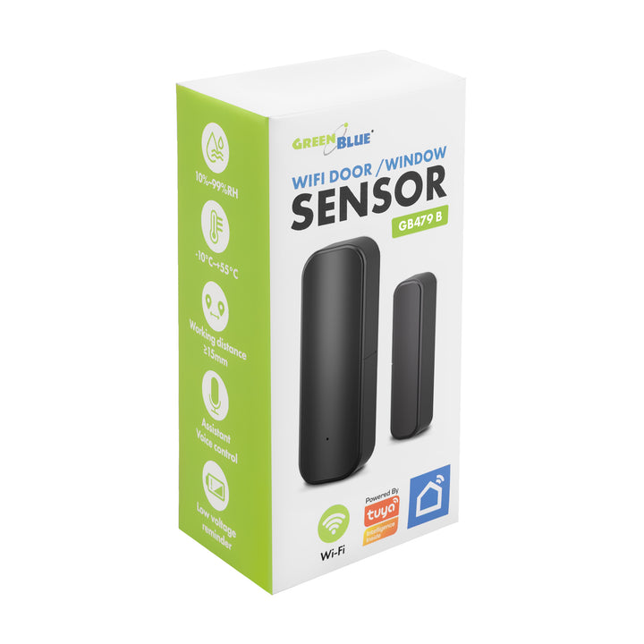 Contactor fără fir / senzor de deschidere WiFi GreenBlue, Android/iOS, pentru uși / ferestre, 3,0 V c.c., LR03x2, GB479 B, 2 seturi