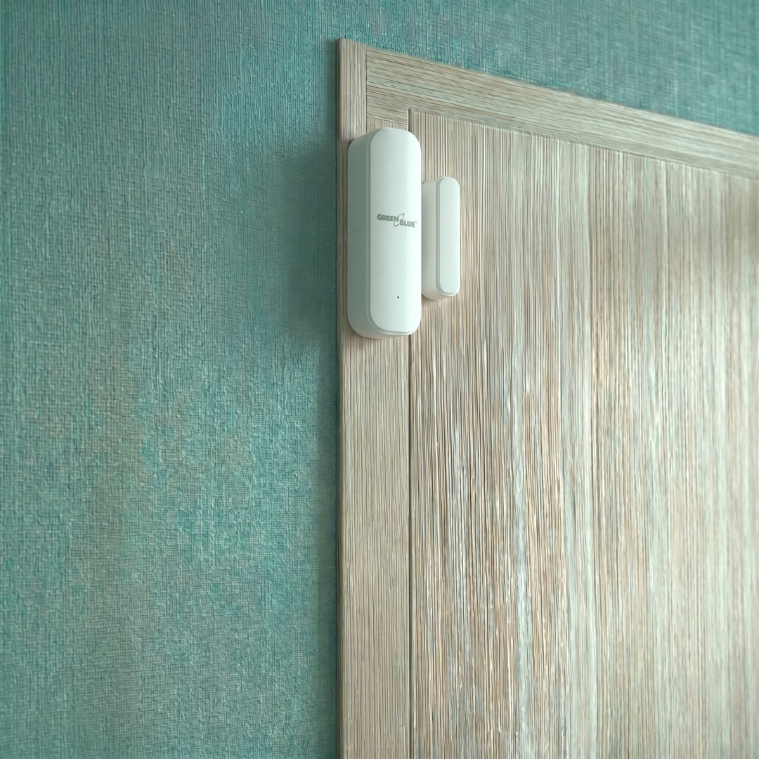 Contactor fără fir / senzor de deschidere WiFi GreenBlue, Android/iOS, pentru uși / ferestre, 3,0 V c.c., LR03x2, GB479 W, 2 seturi