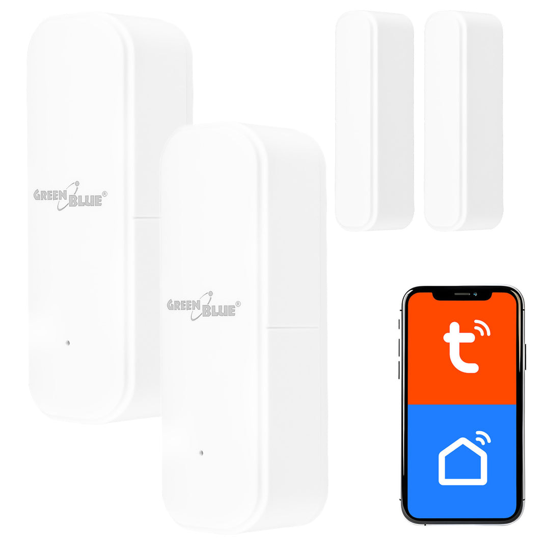 Contactor fără fir / senzor de deschidere WiFi GreenBlue, Android/iOS, pentru uși / ferestre, 3,0 V c.c., LR03x2, GB479 W, 2 seturi