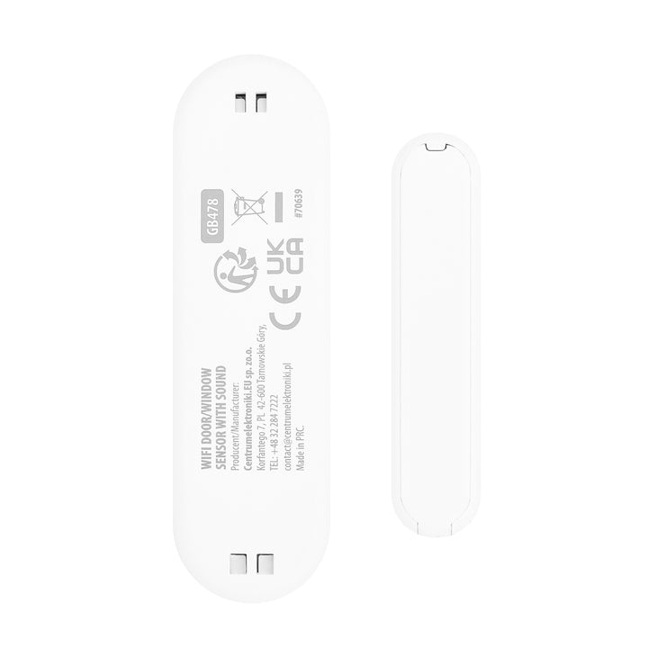 Contactor fără fir / senzor de deschidere WiFi GreenBlue, Android/iOS, pentru uși / ferestre, 3,0 V c.c., LR03x2, cu alarmă, GB478, 2 seturi