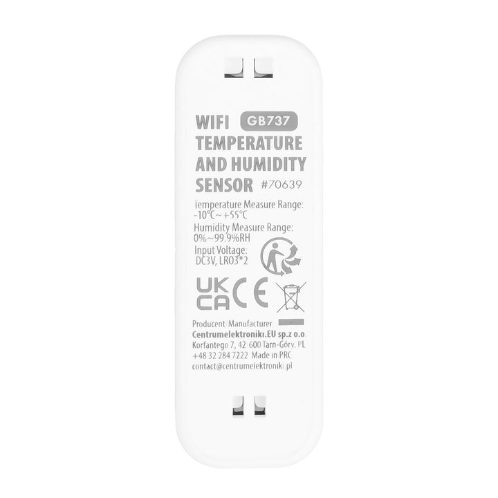 Senzor de temperatură și umiditate WiFi GreenBlue, Android/iOS/Alexa/Google Home, 3,0 V c.c., LR03x2, GB737, 2 bucăți