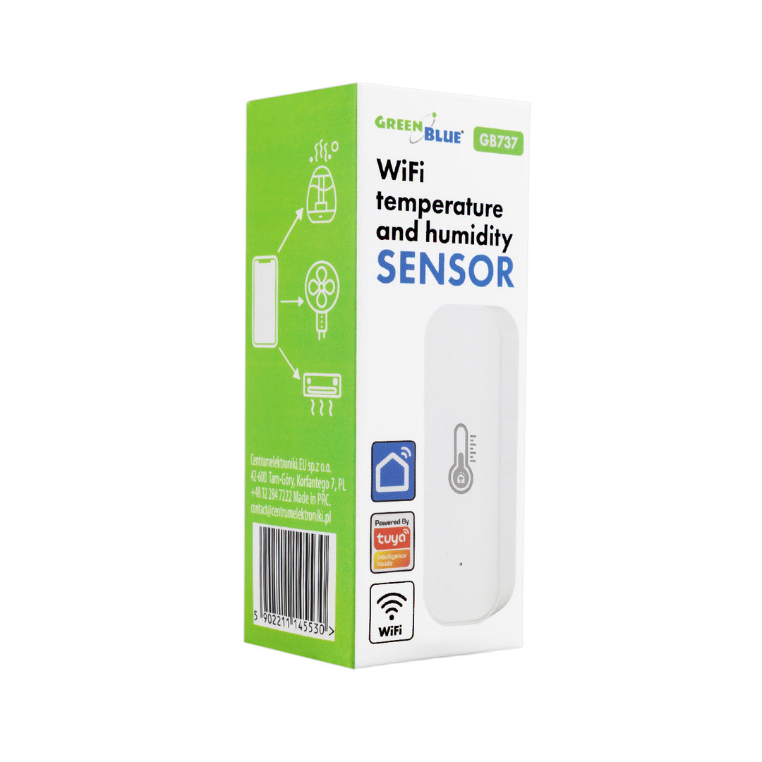 Senzor de temperatură și umiditate WiFi GreenBlue, Android/iOS/Alexa/Google Home, 3,0 V c.c., LR03x2, GB737, 2 bucăți