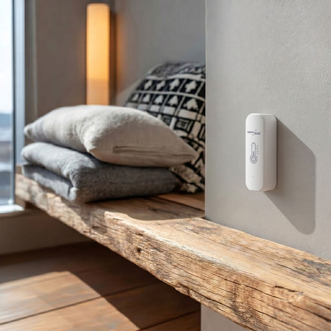 Senzor de temperatură și umiditate WiFi GreenBlue, Android/iOS/Alexa/Google Home, 3,0 V c.c., LR03x2, GB737, 2 bucăți