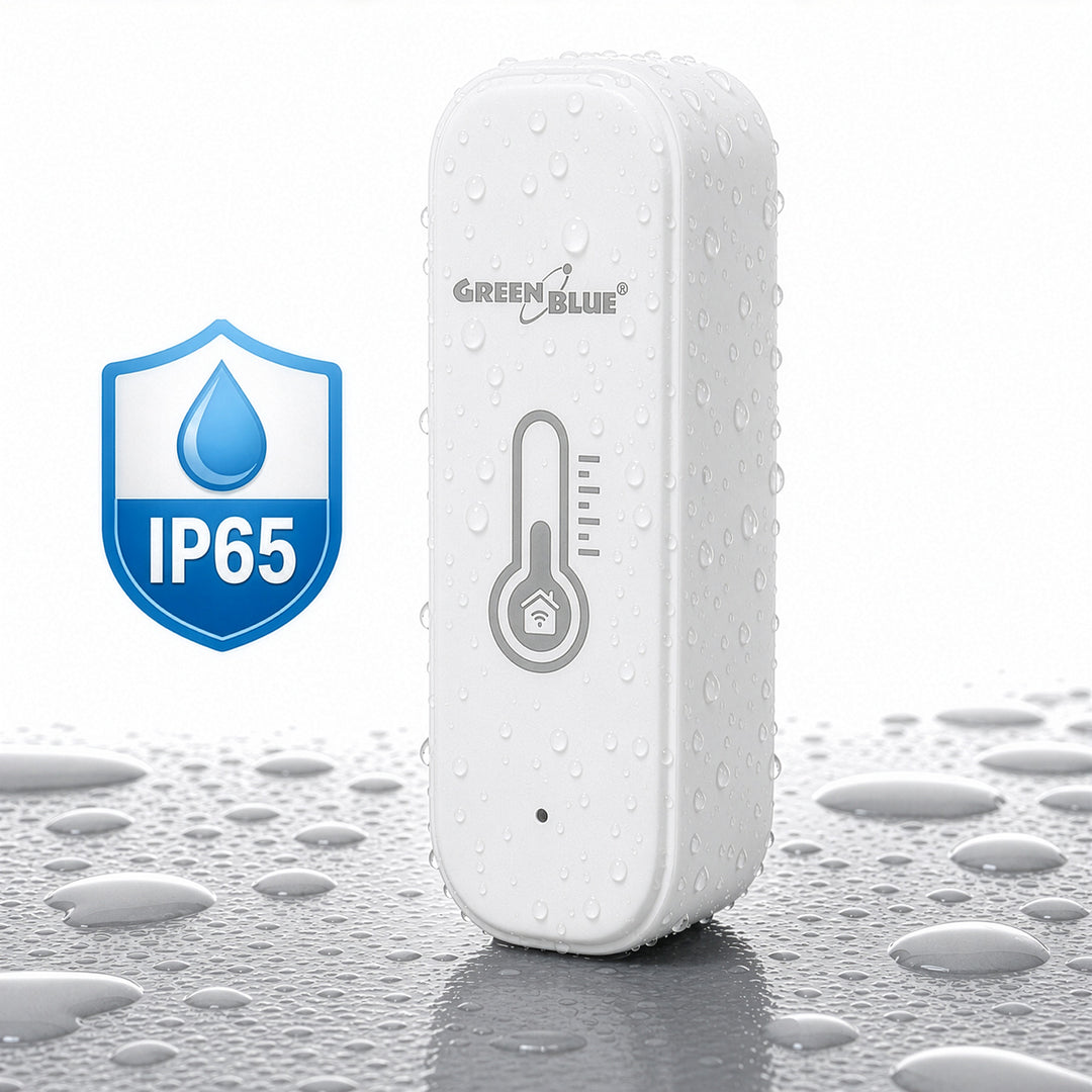 Senzor de temperatură și umiditate WiFi GreenBlue, Android/iOS/Alexa/Google Home, 3,0 V c.c., LR03x2, GB737, 2 bucăți