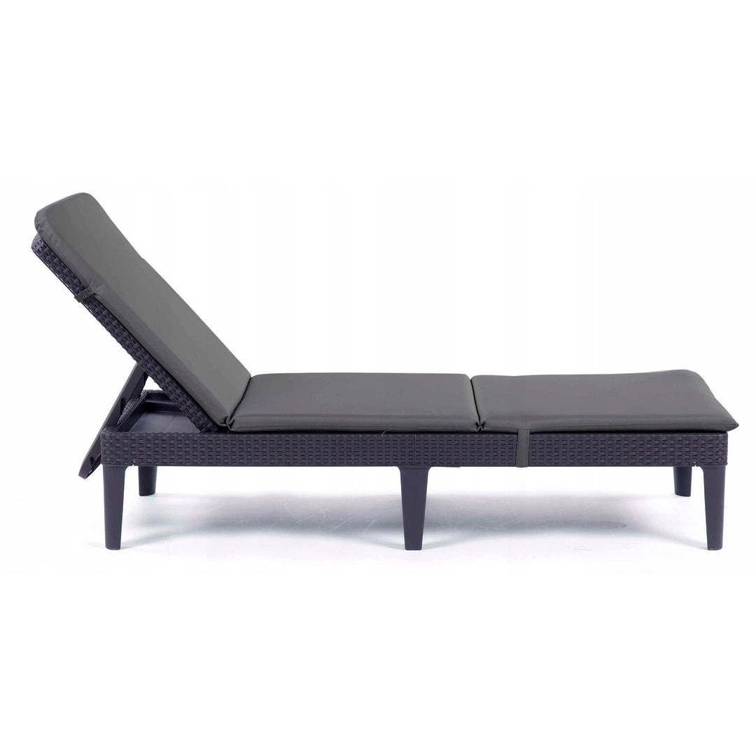 Pernă pentru șezlong Jaipur, culoare gri închis, țesătură S-500, dimensiuni 190x60 cm, două sisteme de fixare, impermeabilă, se poate spăla în întregime, S-49, 3 bucăți