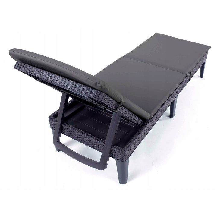 Pernă pentru șezlong Jaipur, culoare gri închis, țesătură S-500, dimensiuni 190x60 cm, două sisteme de fixare, impermeabilă, se poate spăla în întregime, S-49, 3 bucăți
