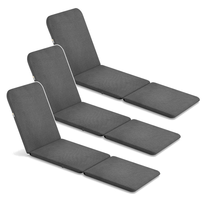 Pernă pentru șezlong Jaipur, culoare gri închis, țesătură S-500, dimensiuni 190x60 cm, două sisteme de fixare, impermeabilă, se poate spăla în întregime, S-49, 3 bucăți