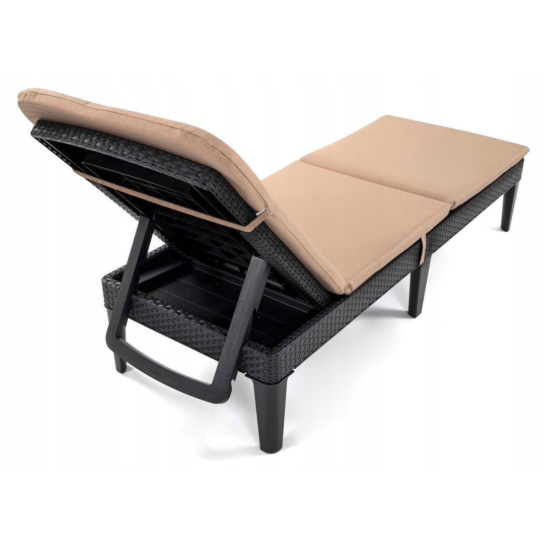 Pernă pentru șezlong Jaipur, culoare bej, țesătură S-550 melanj, dimensiuni 190x60 cm, două sisteme de fixare, impermeabilă, se poate spăla în întregime, melanj S-21, 2 bucăți