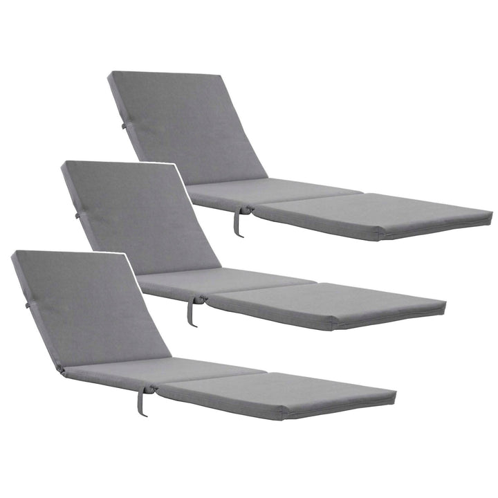 Pernă pentru șezlong Daytona, culoare gri, țesătură S-550 Melange, dimensiuni 192x64 cm, fixare cu curea elastică, impermeabilă, Melange S-23, 3 bucăți