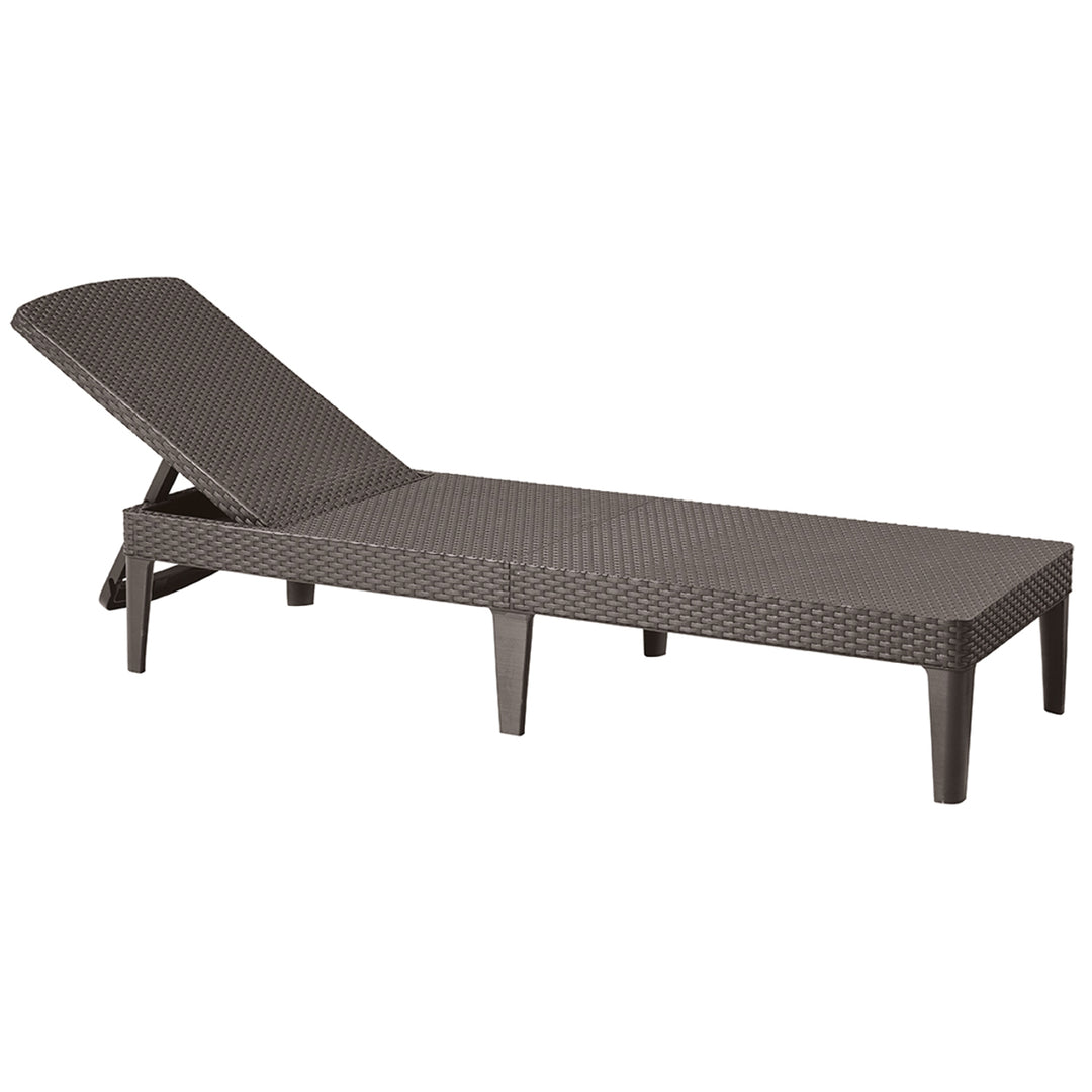Șezlong de grădină reglabil Jaipur Sun Lounger, maro + pernă pentru șezlong Jaipur, culoare gri închis, țesătură S-500, dimensiuni 190x60 cm
