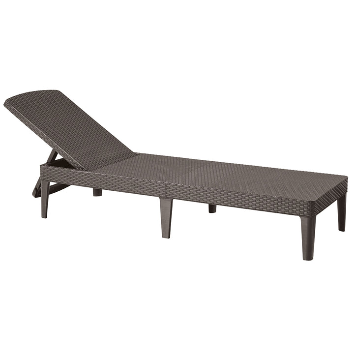 Șezlong de grădină reglabil Jaipur Sun Lounger, maro + pernă pentru șezlong Jaipur, culoare gri închis, țesătură S-500, dimensiuni 190x60 cm