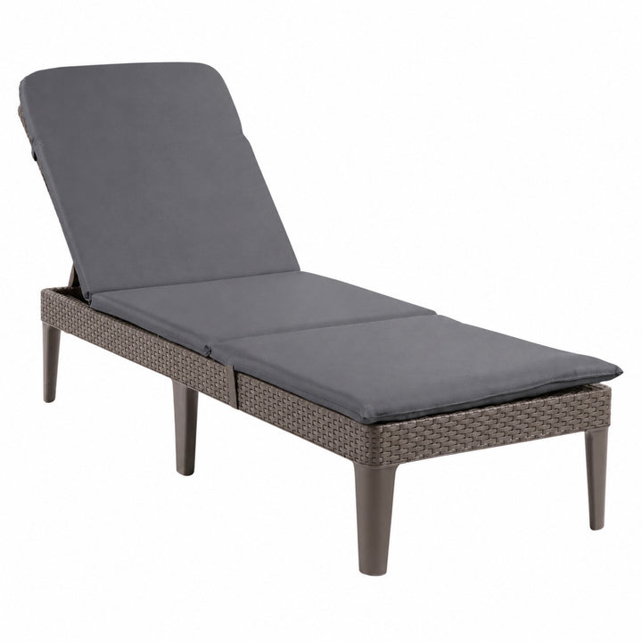 Șezlong de grădină reglabil Jaipur Sun Lounger, maro + pernă pentru șezlong Jaipur, culoare gri închis, țesătură S-500, dimensiuni 190x60 cm