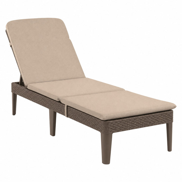 Șezlong de grădină reglabil Jaipur Sun Lounger, maro + pernă pentru șezlong Jaipur, culoare bej, țesătură S-550 Melange, dimensiuni 190x60 cm