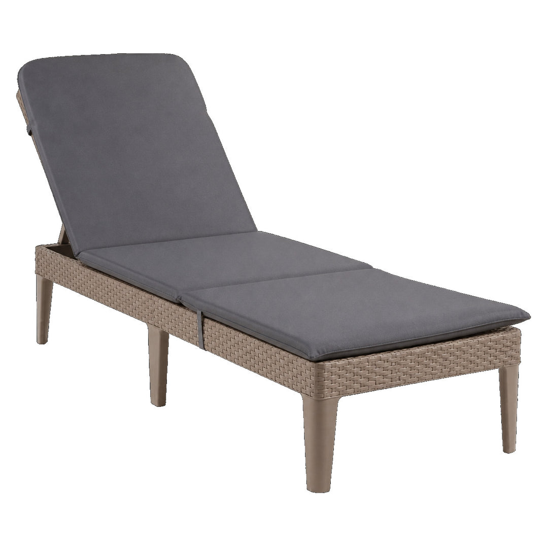 Șezlong de grădină reglabil Jaipur Sun Lounger, culoare cappuccino + pernă pentru șezlong Jaipur, culoare gri închis, țesătură S-500, dimensiuni 190x60 cm